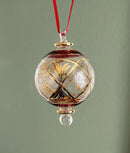 Large Globe w/ Etched Glass Design- Egyptian Hand Blown Glass Ornament