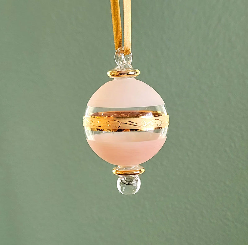 Egyptian Hand Blown Small Globe Ornament w/ Geometric Design