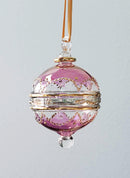 Large Globe w/ Hand Painted Gold Design - Egyptian Hand Blown Glass Ornament