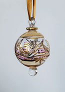 Small Globe w/ Flower Design & Raised Glass Beads- Egyptian Hand Blown Glass Ornament