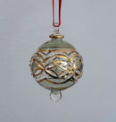 Large Crystal Globe w/ Green Glass End & w/ Hand Painted Ribbon- Egyptian Hand Blown Glass Ornament