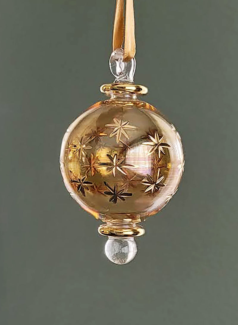 Small Globe w/ Star Design- Egyptian Hand Blown Glass Ornament
