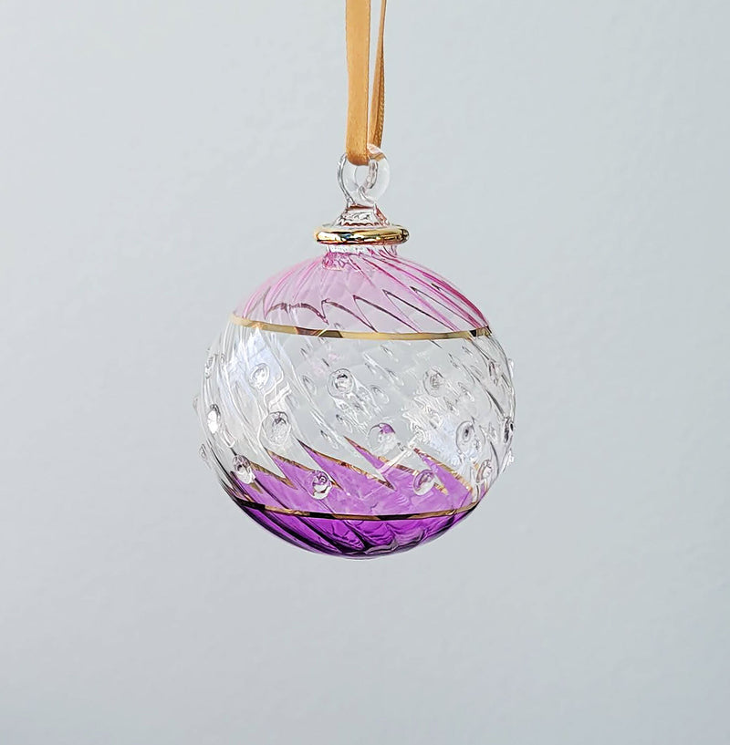 Large Swirl Globe w/ Glass Bead Design - Egyptian Hand Blown Glass Ornament
