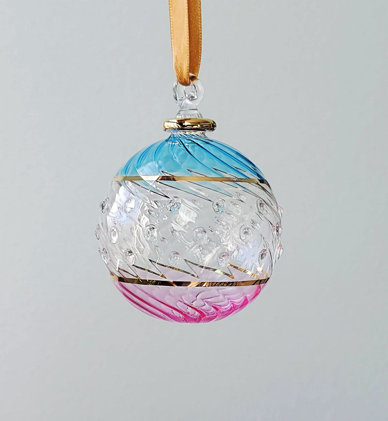 Large Swirl Globe w/ Glass Bead Design - Egyptian Hand Blown Glass Ornament