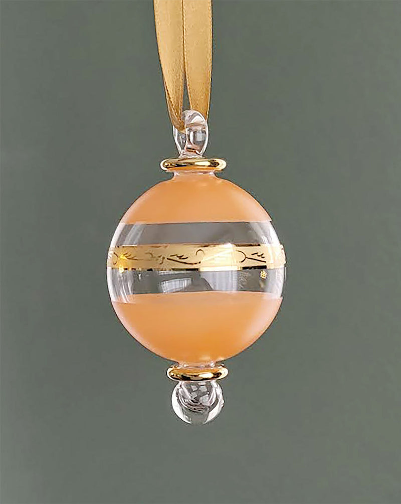 Egyptian Hand Blown Small Globe Ornament w/ Geometric Design