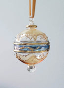 Large Globe w/ Hand Painted Gold Design - Egyptian Hand Blown Glass Ornament