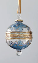 Large Globe w/ Hand Painted Gold Design - Egyptian Hand Blown Glass Ornament