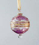 Large Globe w/ Hand Painted Gold Design - Egyptian Hand Blown Glass Ornament