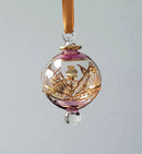 Small Globe w/ Flower Design & Raised Glass Beads- Egyptian Hand Blown Glass Ornament