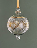 Large Crystal Clear Globe w/ Triangle Design - Egyptian Hand Blown Glass Ornament