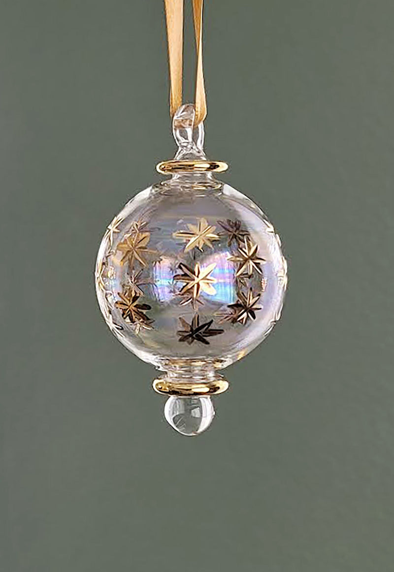 Small Globe w/ Star Design- Egyptian Hand Blown Glass Ornament