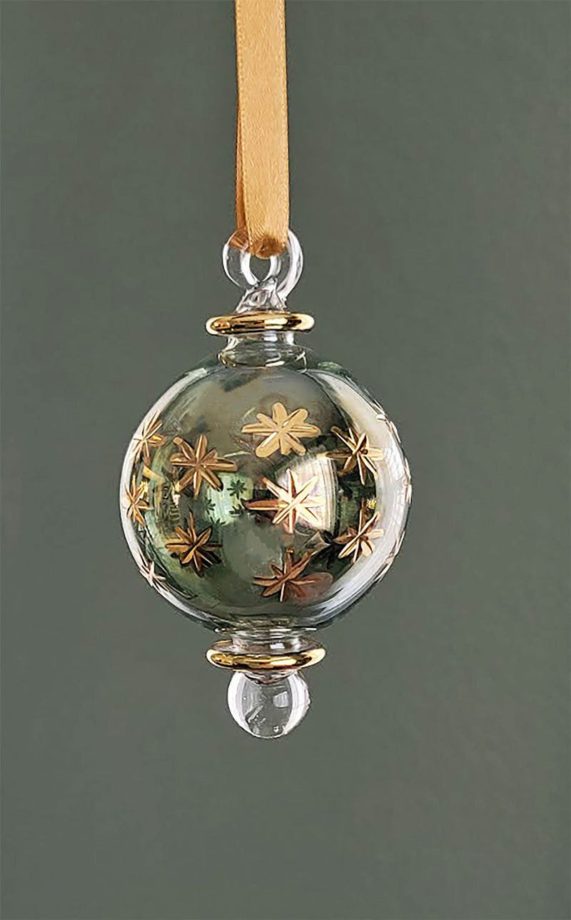 Small Globe w/ Star Design- Egyptian Hand Blown Glass Ornament