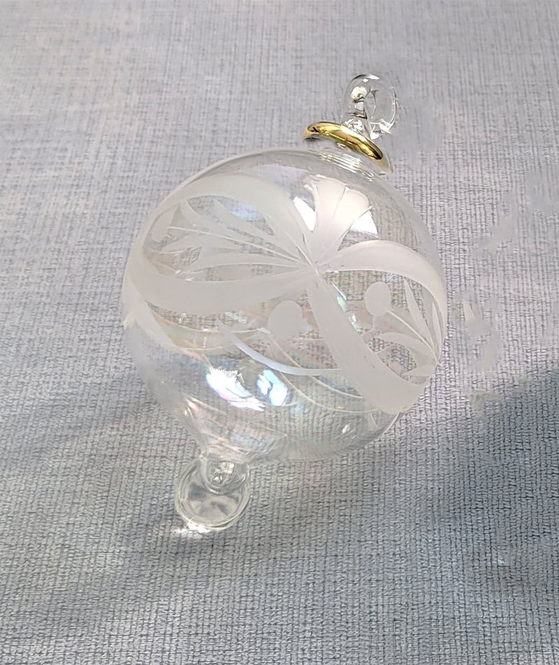 Large Globe Flower Design - Egyptian Hand Blown Glass Ornament