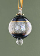 Small Globe w/ Geometric Design - Egyptian Hand Blown Glass Ornament