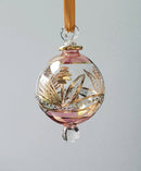Small Globe w/ Flower Design & Raised Glass Beads- Egyptian Hand Blown Glass Ornament