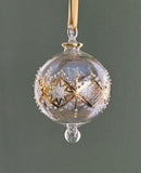 Large Crystal Clear Globe w/ Triangle Design - Egyptian Hand Blown Glass Ornament