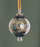 Large Crystal Globe w/ Flower & Geometric Design - Egyptian Hand Blown Glass Ornament