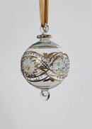 Large Crystal Globe w/ Flower & Geometric Design - Egyptian Hand Blown Glass Ornament