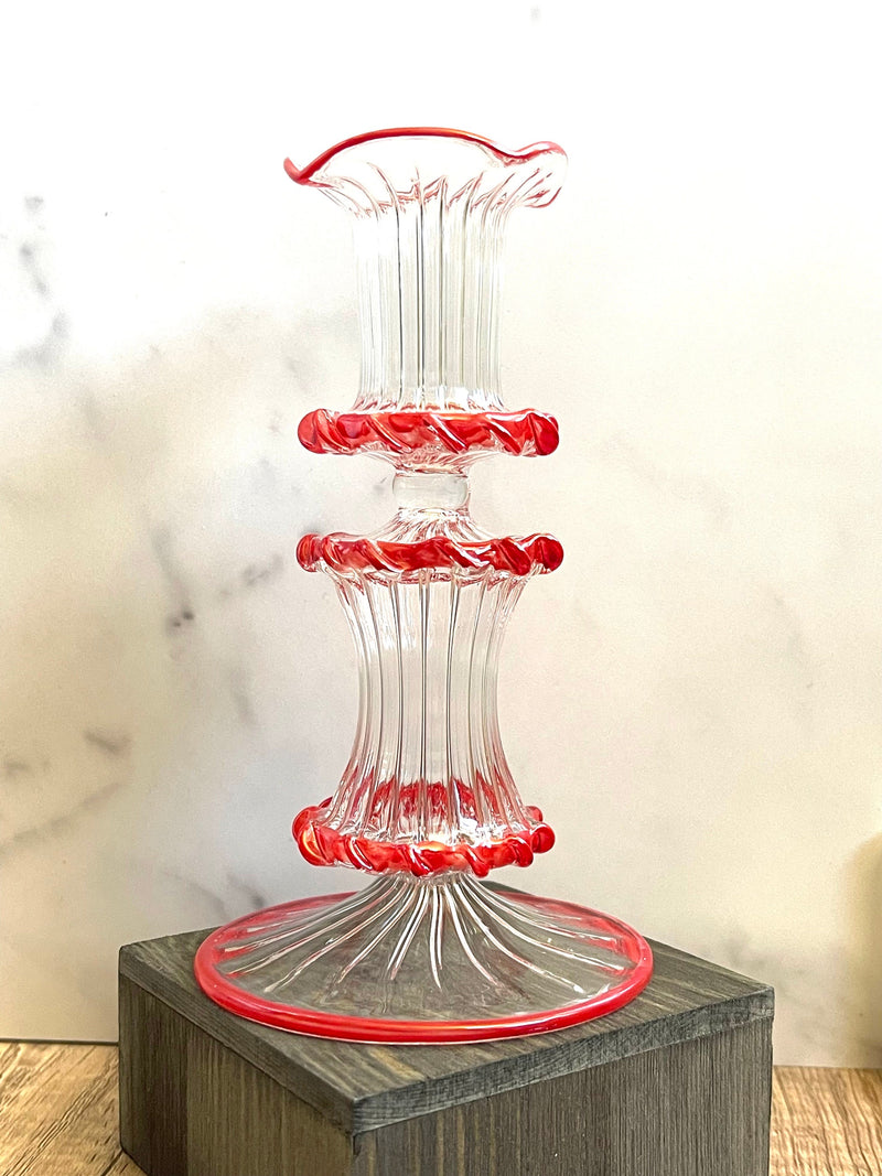 Arch Wedge Handblown Swirl Glass Candle Holders - Arabazaar