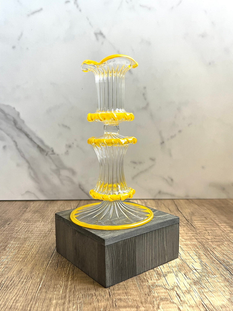 Arch Wedge Handblown Swirl Glass Candle Holders - Arabazaar