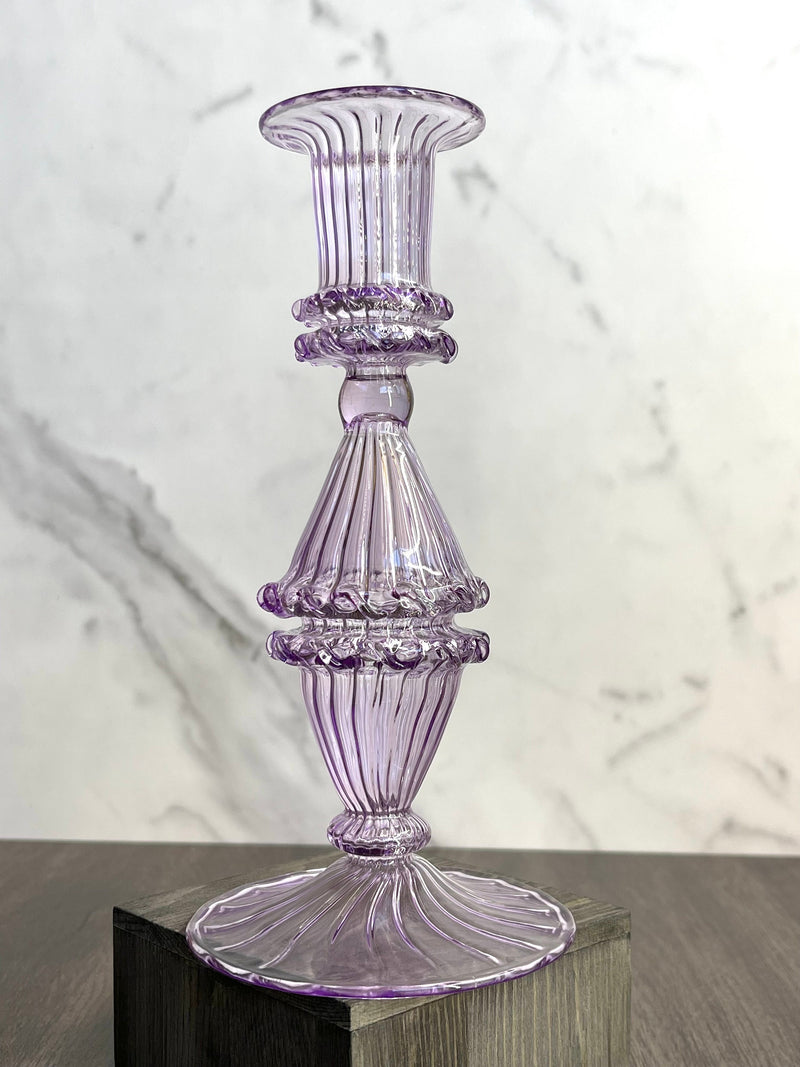 Handblown Gems Swirl Glass Candle Holders