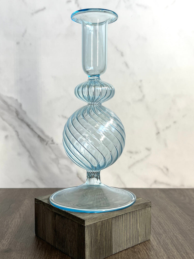 Handblown Spiral Globe Swirl Glass Candle Holders