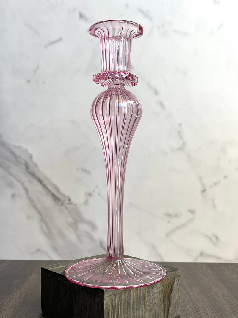 Handblown Funnel Swirl Candle Holders Organic Colors
