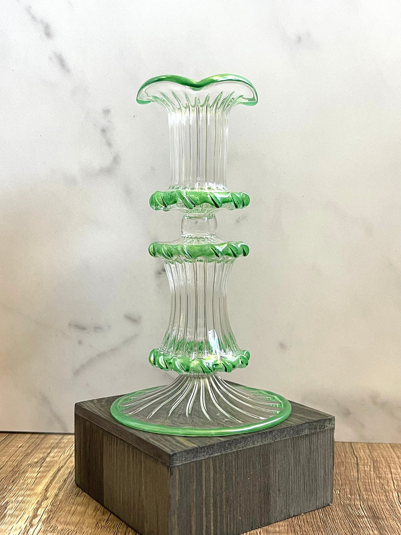 Arch Wedge Handblown Swirl Glass Candle Holders - Arabazaar