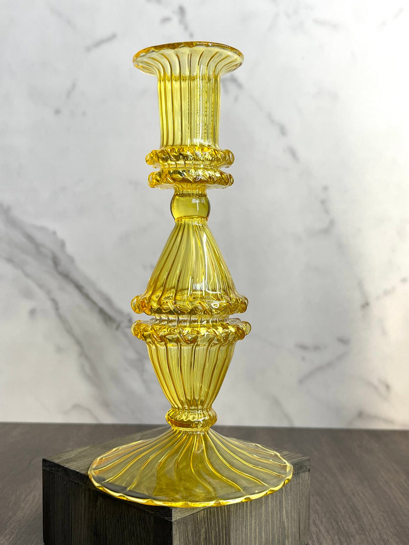 Handblown Gems Swirl Glass Candle Holders