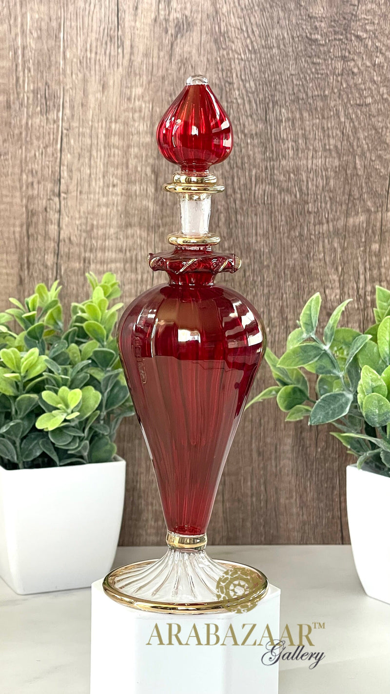 Egyptian Perfume bottle Elegant Swirl Glass/14K Gold Trim