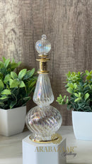 Egyptian Perfume bottle Etched TearDrop/Globe Swirl 14 K Gold Trim