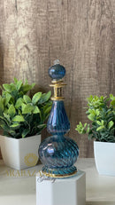 Egyptian Perfume bottle Etched TearDrop/Globe Swirl 14 K Gold Trim