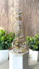 Egyptian Perfume bottle Etched Elegant/Globe hand engraving design 14K Gold Trim