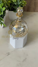 Egyptian Perfume bottle Flat Globe Shape  W/14 K Gold Trim & Hand Engraving