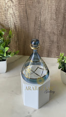 Egyptian Handblown Perfume bottle Flask W/14 K Gold Trim & Hand Engraving