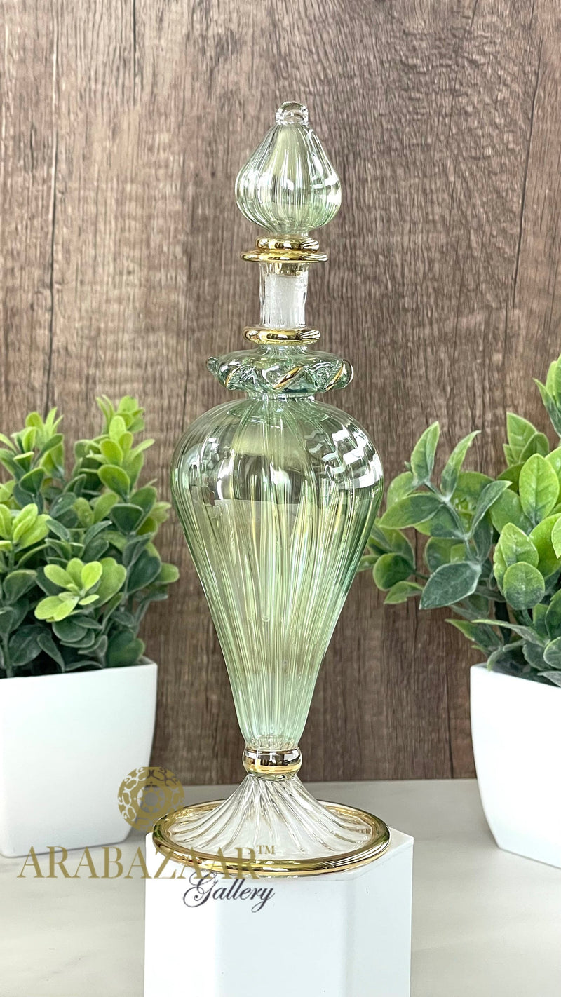 Egyptian Perfume bottle Elegant Swirl Glass/14K Gold Trim
