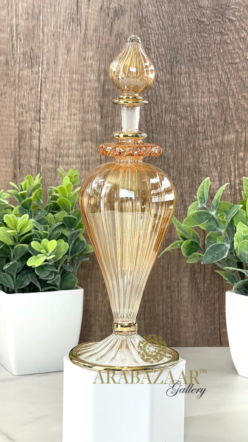 Egyptian Perfume bottle Elegant Swirl Glass/14K Gold Trim