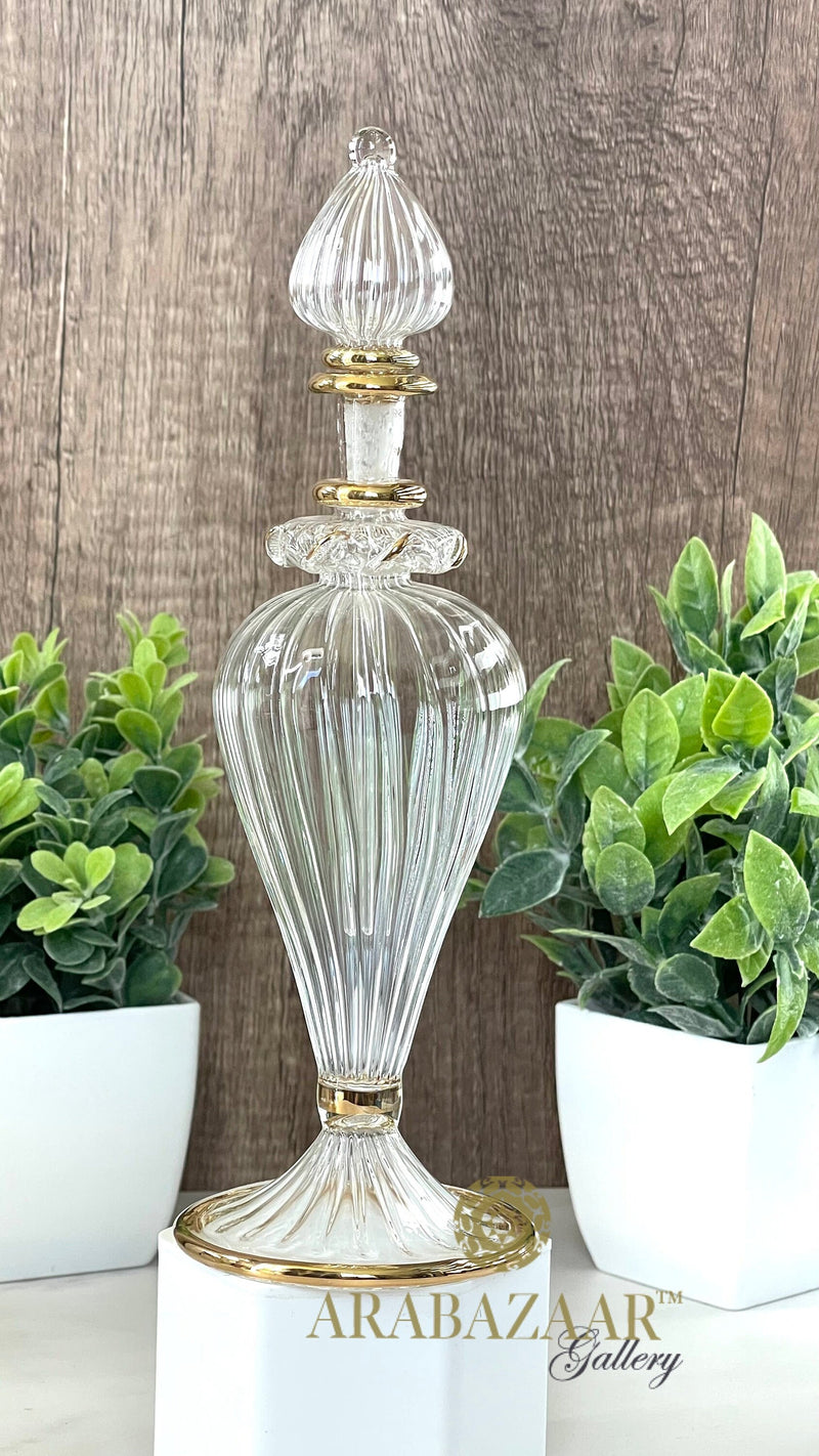 Egyptian Perfume bottle Elegant Swirl Glass/14K Gold Trim