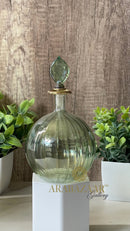 Egyptian Perfume bottle Globe Swirl W/Leaf Stopper/14 K Gold Trim