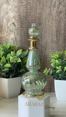 Egyptian Perfume bottle Etched TearDrop/Globe Swirl 14 K Gold Trim