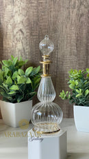 Egyptian Perfume bottle Etched TearDrop/Globe Swirl 14 K Gold Trim