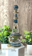 Egyptian Perfume bottle Etched Elegant/Globe hand engraving design 14K Gold Trim