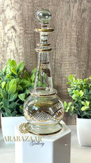 Egyptian Perfume bottle Etched Elegant/Globe hand engraving design 14K Gold Trim