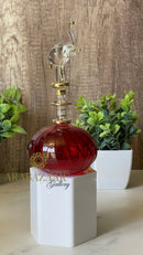 Egyptian Perfume bottle Flat Globe Swirl  W/ Elephant Stopper/14 K Gold Trim