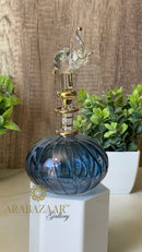 Egyptian Perfume bottle Flat Globe Swirl  W/ Elephant Stopper/14 K Gold Trim