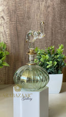 Egyptian Perfume bottle Flat Globe Swirl  W/ Elephant Stopper/14 K Gold Trim