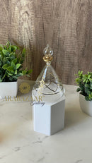 Egyptian Handblown Perfume bottle Flask W/14 K Gold Trim & Hand Engraving