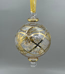 Large Globe w/ Etched Glass Design- Egyptian Hand Blown Glass Ornament