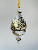 Tear Drop Ornament w/ Gold Star & Trees - Egyptian Hand Blown Glass