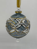 Large Crystal Globe w/ Green Glass End & w/ Hand Painted Ribbon- Egyptian Hand Blown Glass Ornament